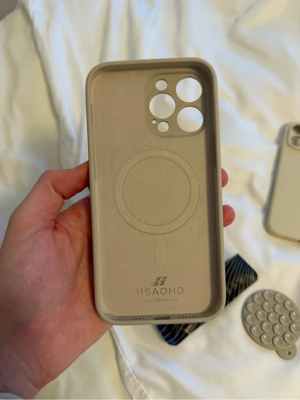 Neutral iPhone 14 Pro Max Silicone iPhone Case with PopGrip